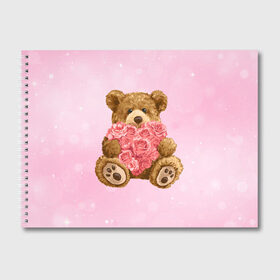 Альбом для рисования с принтом Плюшевый медведь с сердечком в Тюмени, 100% бумага
 | матовая бумага, плотность 200 мг. | арт | животные | картинка | медвежонок | мишка | плюшевый медведь | рисунок | розовые цветы | розочки | розы | сердечко | сердце | сердце из роз | цветы