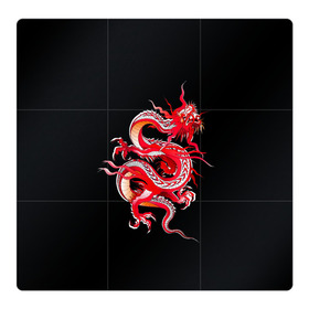 Магнитный плакат 3Х3 с принтом Дракон в Тюмени, Полимерный материал с магнитным слоем | 9 деталей размером 9*9 см | Тематика изображения на принте: арт | дракон | дракоша | животные | картинка | китайский дракон | красный дракон | рисунок | японский дракон | ящер