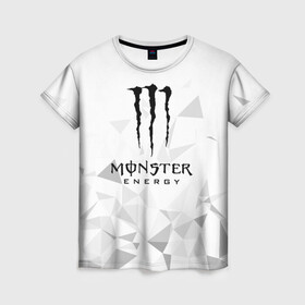 Женская футболка 3D с принтом MONSTER ENERGY  в Тюмени, 100% полиэфир ( синтетическое хлопкоподобное полотно) | прямой крой, круглый вырез горловины, длина до линии бедер | black monster | bmx | claw | cybersport | energy | monster | monster energy | moto | motocross | race | sport | киберспорт | когти | монстер энерджи | монстр | мото | мотокросс | ралли | скейтбординг | спорт | т | энергия