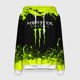 Женская толстовка 3D с принтом MONSTER ENERGY  в Тюмени, 100% полиэстер  | двухслойный капюшон со шнурком для регулировки, мягкие манжеты на рукавах и по низу толстовки, спереди карман-кенгуру с мягким внутренним слоем. | Тематика изображения на принте: black monster | bmx | claw | cybersport | energy | monster | monster energy | moto | motocross | race | sport | киберспорт | когти | монстер энерджи | монстр | мото | мотокросс | ралли | скейтбординг | спорт | т | энергия