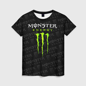 Женская футболка 3D с принтом MONSTER ENERGY  в Тюмени, 100% полиэфир ( синтетическое хлопкоподобное полотно) | прямой крой, круглый вырез горловины, длина до линии бедер | black monster | bmx | claw | cybersport | energy | monster | monster energy | moto | motocross | race | sport | киберспорт | когти | монстер энерджи | монстр | мото | мотокросс | ралли | скейтбординг | спорт | т | энергия