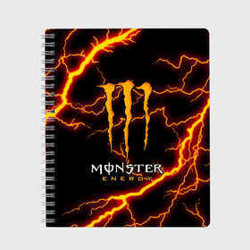 Тетрадь с принтом MONSTER ENERGY в Тюмени, 100% бумага | 48 листов, плотность листов — 60 г/м2, плотность картонной обложки — 250 г/м2. Листы скреплены сбоку удобной пружинной спиралью. Уголки страниц и обложки скругленные. Цвет линий — светло-серый
 | black monster | bmx | claw | cybersport | energy | monster | monster energy | moto | motocross | race | sport | киберспорт | когти | монстер энерджи | монстр | мото | мотокросс | ралли | скейтбординг | спорт | т | энергия