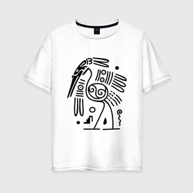 Женская футболка хлопок Oversize с принтом Журавль в Тюмени, 100% хлопок | свободный крой, круглый ворот, спущенный рукав, длина до линии бедер
 | арт | древний рисунок журавль | животные | картинка | наскальный рисунок журавль | рисунок