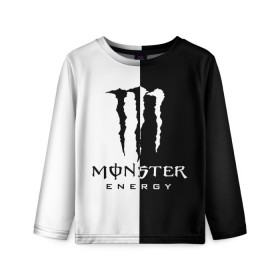 Детский лонгслив 3D с принтом MONSTER ENERGY (Z) в Тюмени, 100% полиэстер | длинные рукава, круглый вырез горловины, полуприлегающий силуэт
 | black monster | bmx | claw | cybersport | energy | monster | monster energy | moto | motocross | race | sport | киберспорт | когти | монстер энерджи | монстр | мото | мотокросс | ралли | скейтбординг | спорт | т | энергия