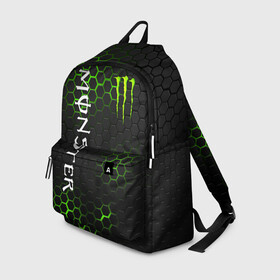 Рюкзак 3D с принтом MONSTER ENERGY  в Тюмени, 100% полиэстер | лямки с регулируемой длиной, сверху петелька, чтобы рюкзак можно было повесить на вешалку. Основное отделение закрывается на молнию, как и внешний карман. Внутри два дополнительных кармана, один из которых закрывается на молнию. По бокам два дополнительных кармашка | black monster | bmx | claw | cybersport | energy | monster | monster energy | moto | motocross | race | sport | киберспорт | когти | монстер энерджи | монстр | мото | мотокросс | ралли | скейтбординг | спорт | т | энергия