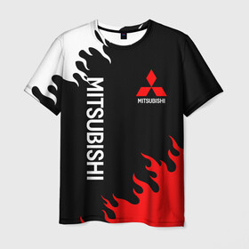 Мужская футболка 3D с принтом MITSUBISHI в Тюмени, 100% полиэфир | прямой крой, круглый вырез горловины, длина до линии бедер | mitsubishi | sport | митсубиси | митсубиши | спорт