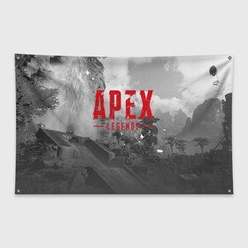 Флаг-баннер с принтом APEX LEGENDS в Тюмени, 100% полиэстер | размер 67 х 109 см, плотность ткани — 95 г/м2; по краям флага есть четыре люверса для крепления | 2020 | 5 сезон | apex legends 5 | art | ea | loba | ps4 | season | апекс | апекс 5 | апекс легенд | лоба | персонаж