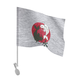 Флаг для автомобиля с принтом Japan style в Тюмени, 100% полиэстер | Размер: 30*21 см | арт | гармония | животные | инь янь | карп | картинка | красная луна | подарок | рисунок | самурай | цыгун | японский