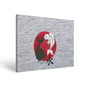 Холст прямоугольный с принтом Japan style в Тюмени, 100% ПВХ |  | арт | гармония | животные | инь янь | карп | картинка | красная луна | подарок | рисунок | самурай | цыгун | японский