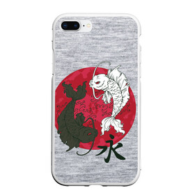 Чехол для iPhone 7Plus/8 Plus матовый с принтом Japan style в Тюмени, Силикон | Область печати: задняя сторона чехла, без боковых панелей | Тематика изображения на принте: арт | гармония | животные | инь янь | карп | картинка | красная луна | подарок | рисунок | самурай | цыгун | японский