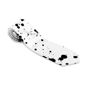 Галстук 3D с принтом Далматинец в Тюмени, 100% полиэстер | Длина 148 см; Плотность 150-180 г/м2 | Тематика изображения на принте: брызги краски | далматинец | краска | пятно | с брызгами | черные пятна