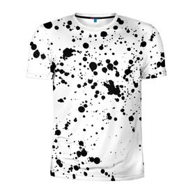 Мужская футболка 3D спортивная с принтом Далматинец в Тюмени, 100% полиэстер с улучшенными характеристиками | приталенный силуэт, круглая горловина, широкие плечи, сужается к линии бедра | брызги краски | далматинец | краска | пятно | с брызгами | черные пятна
