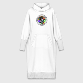Платье удлиненное хлопок с принтом Волонтёр по психоделике в Тюмени,  |  | psychedelic | psychedelic research volunteer | волонтер по психоделическим исследованиям | грибы | кислота | психоделика
