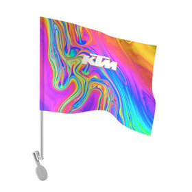 Флаг для автомобиля с принтом KTM | КТМ (+спина) (Z) в Тюмени, 100% полиэстер | Размер: 30*21 см | enduro | ktm | moto | motocycle | sportmotorcycle | ктм | мото | мотоспорт