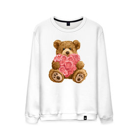 Мужской свитшот хлопок с принтом Плюшевый медведь с сердечком в Тюмени, 100% хлопок |  | Тематика изображения на принте: арт | животные | картинка | медвежонок | мишка | плюшевый медведь | рисунок | розовые цветы | розочки | розы | сердечко | сердце | сердце из роз | цветы