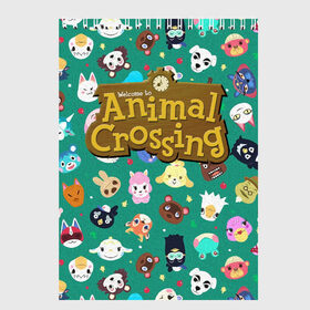 Скетчбук с принтом Animal Crossing в Тюмени, 100% бумага
 | 48 листов, плотность листов — 100 г/м2, плотность картонной обложки — 250 г/м2. Листы скреплены сверху удобной пружинной спиралью | Тематика изображения на принте: animal crossing | game | new horizons | nintendo | животные | игра | нинтендо