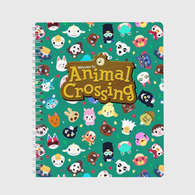 Тетрадь с принтом Animal Crossing в Тюмени, 100% бумага | 48 листов, плотность листов — 60 г/м2, плотность картонной обложки — 250 г/м2. Листы скреплены сбоку удобной пружинной спиралью. Уголки страниц и обложки скругленные. Цвет линий — светло-серый
 | animal crossing | game | new horizons | nintendo | животные | игра | нинтендо