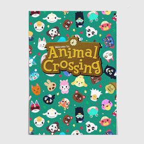 Постер с принтом Animal Crossing в Тюмени, 100% бумага
 | бумага, плотность 150 мг. Матовая, но за счет высокого коэффициента гладкости имеет небольшой блеск и дает на свету блики, но в отличии от глянцевой бумаги не покрыта лаком | animal crossing | game | new horizons | nintendo | животные | игра | нинтендо