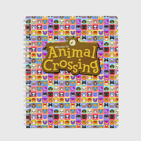 Тетрадь с принтом ANIMAL CROSSING в Тюмени, 100% бумага | 48 листов, плотность листов — 60 г/м2, плотность картонной обложки — 250 г/м2. Листы скреплены сбоку удобной пружинной спиралью. Уголки страниц и обложки скругленные. Цвет линий — светло-серый
 | animal crossing | game | new horizons | nintendo | животные | игра | нинтендо