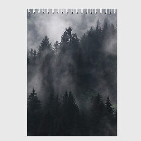 Скетчбук с принтом Лес в Тюмени, 100% бумага
 | 48 листов, плотность листов — 100 г/м2, плотность картонной обложки — 250 г/м2. Листы скреплены сверху удобной пружинной спиралью | арт | дерево | деревья | зеленый | картинка | лес | небо | облака | облако | природа | рисунок | темный