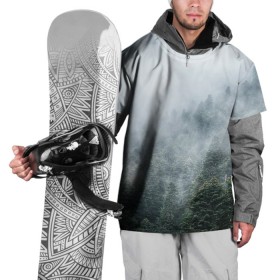 Накидка на куртку 3D с принтом Туманный лес в Тюмени, 100% полиэстер |  | Тематика изображения на принте: белый | зеленый | лес | облака | облако | природа | темный | туман
