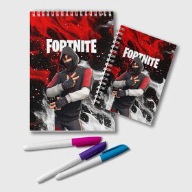 Блокнот с принтом FORTNITE IKONIK в Тюмени, 100% бумага | 48 листов, плотность листов — 60 г/м2, плотность картонной обложки — 250 г/м2. Листы скреплены удобной пружинной спиралью. Цвет линий — светло-серый
 | Тематика изображения на принте: deadmau5 | fortnite | fortnite 2 | fortnite x маршмелло | ikonik | marshmello | ninja | ninja streamer | raven | travis scott | ворон | иконик | ниндзя | пили | рейвен | трэвис скотт | фортнайт