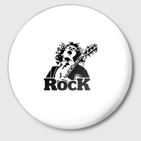 Значок с принтом Rock в Тюмени,  металл | круглая форма, металлическая застежка в виде булавки | Тематика изображения на принте: ac dc | rock | арт | рок | рок н ролл | хард рок