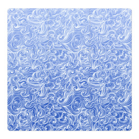 Магнитный плакат 3Х3 с принтом Волны на голубом фоне в Тюмени, Полимерный материал с магнитным слоем | 9 деталей размером 9*9 см | textures | абстракция | белый | вода | водный | водяной | волны | дудл | дудлинг | завитки | загогулини | линии | морской | полосы | текстуры | фон