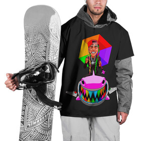 Накидка на куртку 3D с принтом 6IX9INE в Тюмени, 100% полиэстер |  | 6 | 6ix9ine | 9 | america | gang | gangsta | gooba | keke | koko | music | rap | shark | tekashi | usa | акула | америка | музыка | реп | рэп | текаши