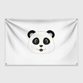 Флаг-баннер с принтом Panda в Тюмени, 100% полиэстер | размер 67 х 109 см, плотность ткани — 95 г/м2; по краям флага есть четыре люверса для крепления | bear | colorful | green | nature | panda | детские | животные | звери | милые | мультфильмы | панды | радуга