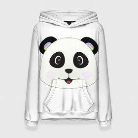 Женская толстовка 3D с принтом Panda в Тюмени, 100% полиэстер  | двухслойный капюшон со шнурком для регулировки, мягкие манжеты на рукавах и по низу толстовки, спереди карман-кенгуру с мягким внутренним слоем. | bear | colorful | green | nature | panda | детские | животные | звери | милые | мультфильмы | панды | радуга
