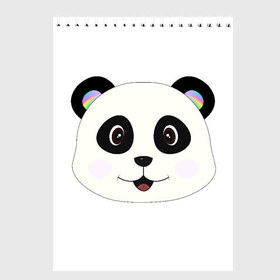 Скетчбук с принтом Panda в Тюмени, 100% бумага
 | 48 листов, плотность листов — 100 г/м2, плотность картонной обложки — 250 г/м2. Листы скреплены сверху удобной пружинной спиралью | Тематика изображения на принте: bear | colorful | green | nature | panda | детские | животные | звери | милые | мультфильмы | панды | радуга