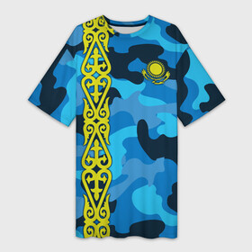 Платье-футболка 3D с принтом Qazaqstan в Тюмени,  |  | kazakh | kazakhstan | kz | qazaqstan | алма ата | астана | дарига | каз | казах | казахстан | кз | майда | назарбаев | нур султан | нурсултан | рк | тенге | токаев | чуйская долина