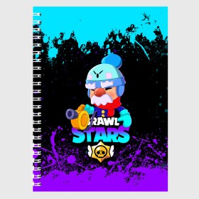 Тетрадь с принтом BRAWL STARS GALE в Тюмени, 100% бумага | 48 листов, плотность листов — 60 г/м2, плотность картонной обложки — 250 г/м2. Листы скреплены сбоку удобной пружинной спиралью. Уголки страниц и обложки скругленные. Цвет линий — светло-серый
 | bibi | brawl stars | coach mike | crow | gale | leon | leon shark | max | mecha crow | mortis | mr.p | phoenix | sally leon | sandy | spike | sprout | tara | unicorn | virus 8 bit | werewolf | ворон | оборотень