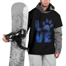 Накидка на куртку 3D с принтом Любовь к собакам и животным в Тюмени, 100% полиэстер |  | английский | большие буквы | иностранные | лапа | любит животных | любитель собак | любовь | надпись | синий | след | слово | смысл | собачник