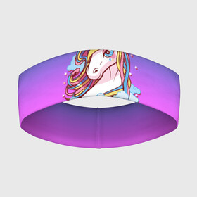 Повязка на голову 3D с принтом Единорог в Тюмени,  |  | единорог | единорожка | лошадка | лошадь | пони | радужный единорог | сказочный пони