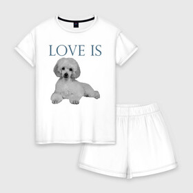 Женская пижама с шортиками хлопок с принтом Любовь - это пудель в Тюмени, 100% хлопок | футболка прямого кроя, шорты свободные с широкой мягкой резинкой | дрессировка | забота | любовь | пудель | собака | собаки | собачка | собачник | увлечение | хобби