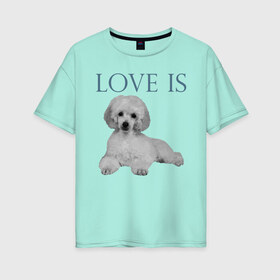Женская футболка хлопок Oversize с принтом Любовь - это пудель в Тюмени, 100% хлопок | свободный крой, круглый ворот, спущенный рукав, длина до линии бедер
 | дрессировка | забота | любовь | пудель | собака | собаки | собачка | собачник | увлечение | хобби