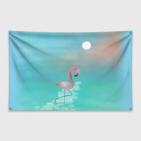 Флаг-баннер с принтом Фламинго в Тюмени, 100% полиэстер | размер 67 х 109 см, плотность ткани — 95 г/м2; по краям флага есть четыре люверса для крепления | арт | гора | графика | дельфин | животные | за | закат | картинка | кит | мной | море | небо | облака | пальма | пара | песок | пляж | побережье | радуга | рисунок | следуй | солнце | сюрреализм | фламинго