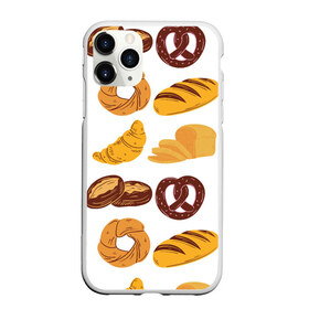 Чехол для iPhone 11 Pro матовый с принтом Булки в Тюмени, Силикон |  | Тематика изображения на принте: doodling | textures | tiles | булка | вкусно | выпечка | дудлинг | круассан | тайлы | текстуры | фон | хлеб