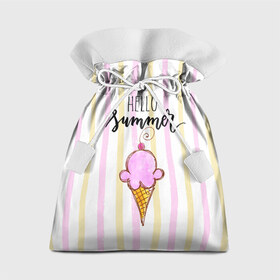 Подарочный 3D мешок с принтом Мороженка в Тюмени, 100% полиэстер | Размер: 29*39 см | doodling | textures | tiles | вишенка | вкусно | дудлинг | лето | мороженное | розовый | сладкий | тайлы | текстуры | фон