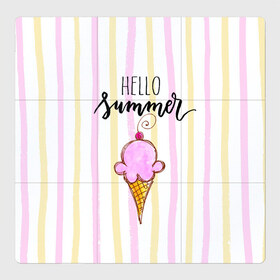 Магнитный плакат 3Х3 с принтом Мороженка в Тюмени, Полимерный материал с магнитным слоем | 9 деталей размером 9*9 см | doodling | textures | tiles | вишенка | вкусно | дудлинг | лето | мороженное | розовый | сладкий | тайлы | текстуры | фон