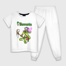 Детская пижама хлопок с принтом TERRARIA в Тюмени, 100% хлопок |  брюки и футболка прямого кроя, без карманов, на брюках мягкая резинка на поясе и по низу штанин
 | game. | terraria | terraria 1.3 | terraria journeys end | игра | терария | террария | террария 1.3