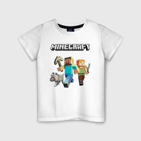 Детская футболка хлопок с принтом MINECRAFT МАЙНКРАФТ в Тюмени, 100% хлопок | круглый вырез горловины, полуприлегающий силуэт, длина до линии бедер | block | creeper | cube | minecraft | pixel | блок | геометрия | крафт | крипер | кубики | майнкрафт | пиксели