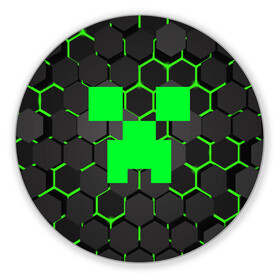 Коврик для мышки круглый с принтом  MINECRAFT CREEPER | КРИПЕР в Тюмени, резина и полиэстер | круглая форма, изображение наносится на всю лицевую часть | block | creeper | cube | minecraft | pixel | блок | геометрия | крафт | крипер | кубики | майнкрафт | пиксели