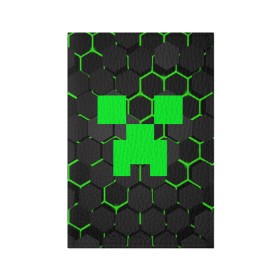 Обложка для паспорта матовая кожа с принтом MINECRAFT CREEPER в Тюмени, натуральная матовая кожа | размер 19,3 х 13,7 см; прозрачные пластиковые крепления | block | creeper | cube | minecraft | pixel | блок | геометрия | крафт | крипер | кубики | майнкрафт | пиксели