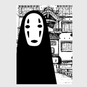 Скетчбук с принтом No-Face Spirited Away Ghibli в Тюмени, 100% бумага
 | 48 листов, плотность листов — 100 г/м2, плотность картонной обложки — 250 г/м2. Листы скреплены сверху удобной пружинной спиралью | Тематика изображения на принте: ghibli | hayao miyazaki | no face | spirited away | studio ghibli | аниме | безликий | гибли | манга | унесенные призраками