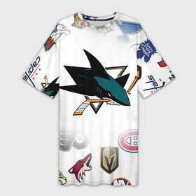 Платье-футболка 3D с принтом San Jose Sharks (Z) в Тюмени,  |  | anaheim ducks | arizona coyotes | boston bruins | buffalo sabres | calgary flames | canadiens de montreal | carolina hurricanes | chicago blackhawks | colorado avalanche | columbus blue jackets | dallas stars | detroit red wings | edmonton oil | hockey | 