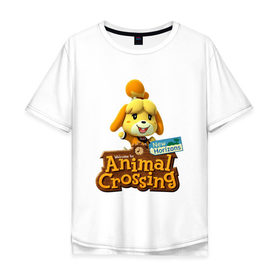 Мужская футболка хлопок Oversize с принтом Animal Crossing Isabelle в Тюмени, 100% хлопок | свободный крой, круглый ворот, “спинка” длиннее передней части | animal crossing | isabelle | nintendo | детская | женская | игра | изабель | изабэль | мультик | мультяшный | нинтендо | рисованный | рисунок | собака | собачка | энимал кроссинг