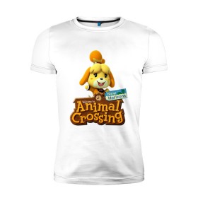 Мужская футболка премиум с принтом Animal Crossing Isabelle в Тюмени, 92% хлопок, 8% лайкра | приталенный силуэт, круглый вырез ворота, длина до линии бедра, короткий рукав | animal crossing | isabelle | nintendo | детская | женская | игра | изабель | изабэль | мультик | мультяшный | нинтендо | рисованный | рисунок | собака | собачка | энимал кроссинг
